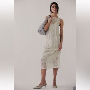 Free People Many Moons Midi Dress Lace Overlay Sleeveless - Small